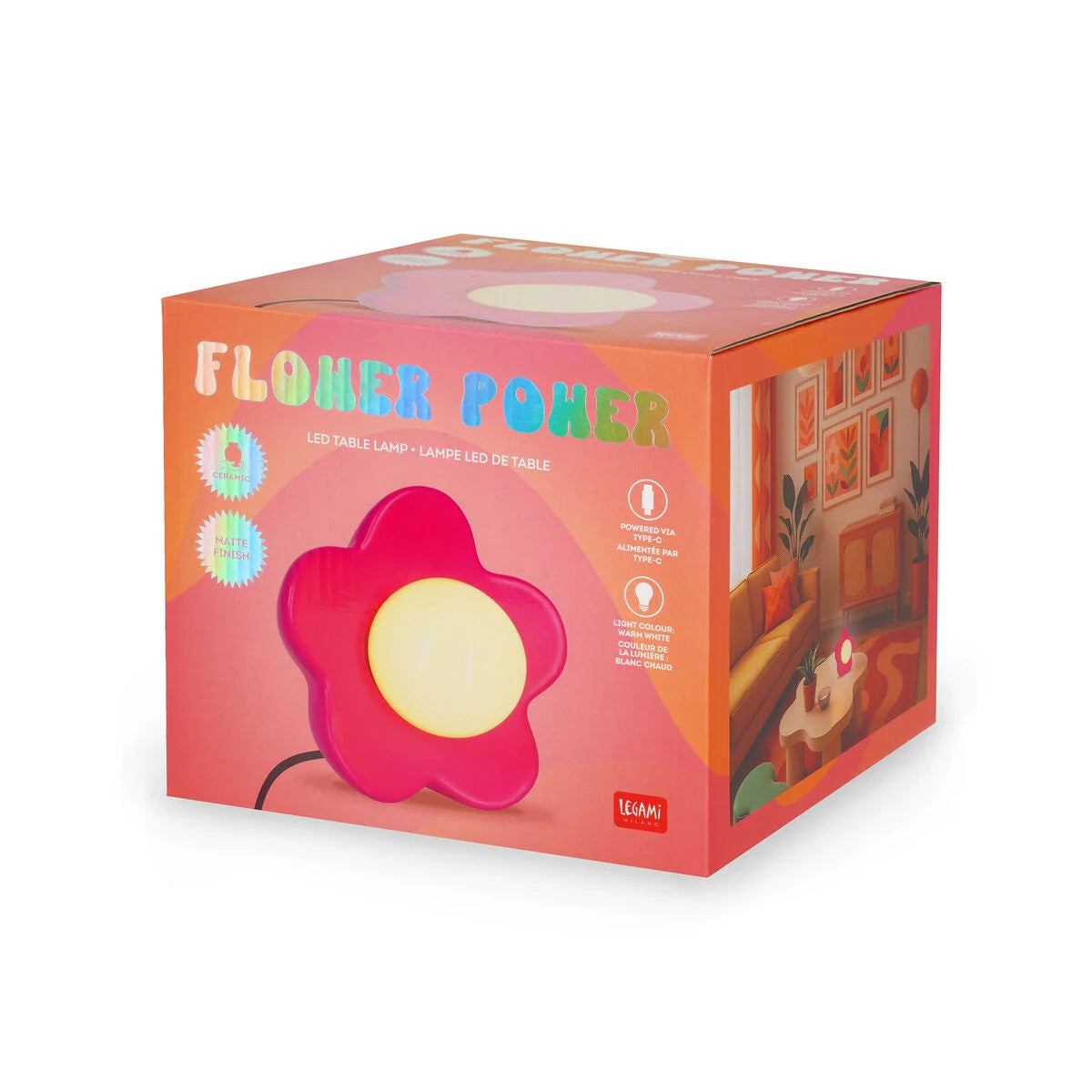 Legami Flower Power Led Table Lamp Matte Pink