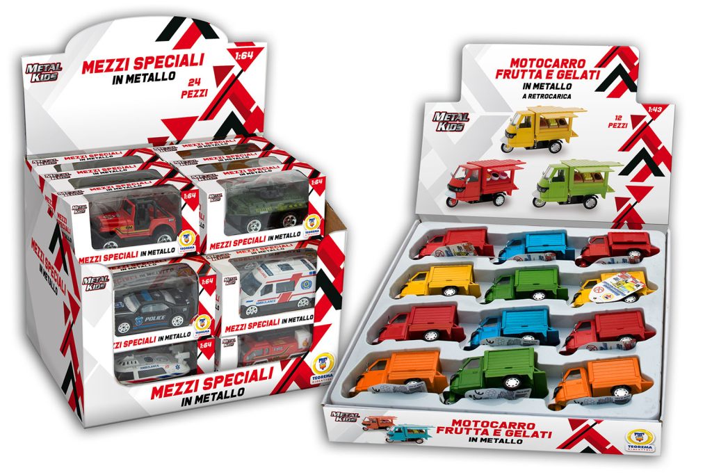 Teorema Metal Kids - Motocarro Metallo Retrocarica 5 Colori 10cm Scala 1:43