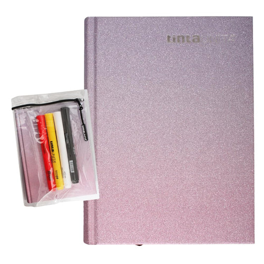 Tinta Unita Diario Agenda 2026/2027 Rosa Glitter Con 4 Marcatori