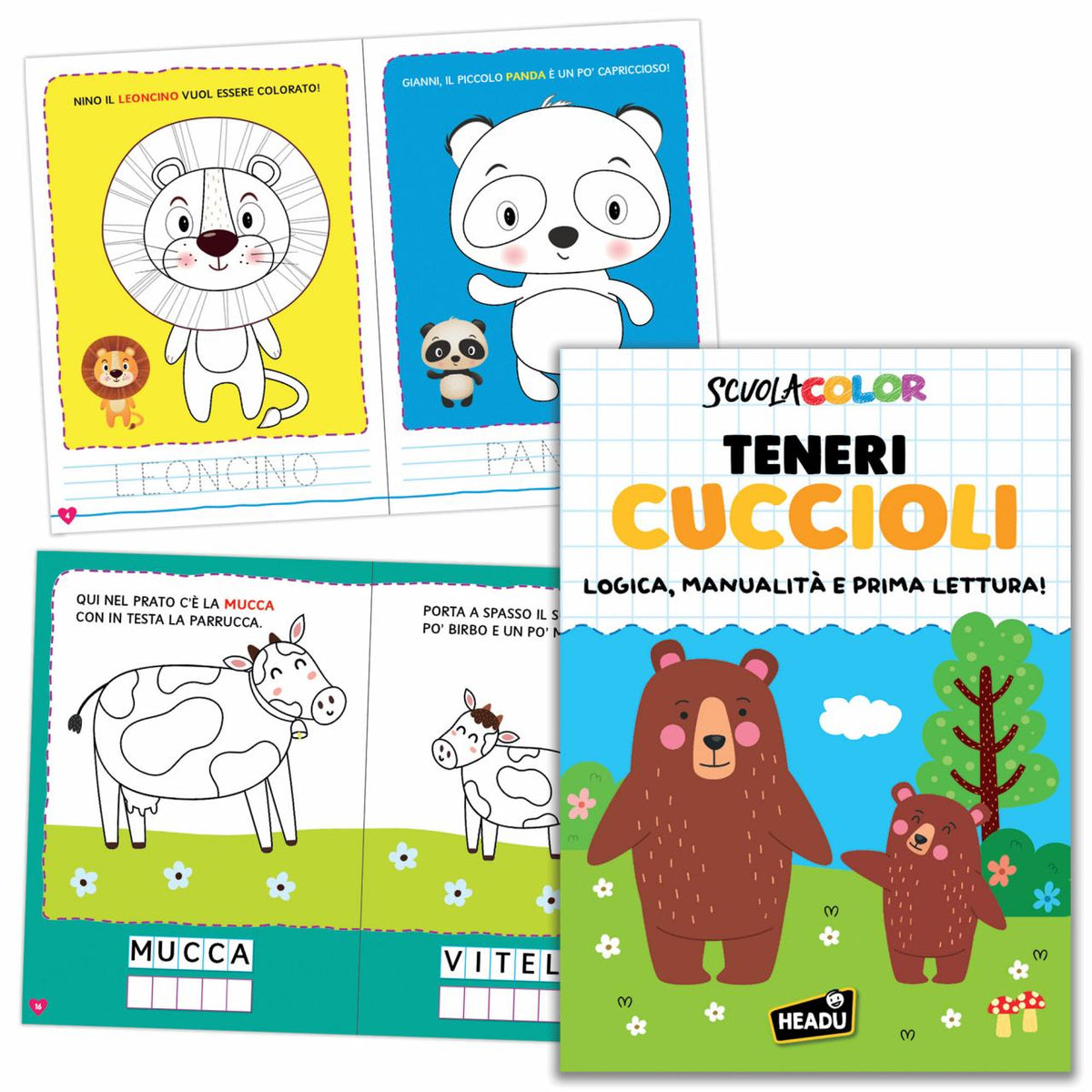 Scuola Color Teneri Cuccioli  - libro da colorare HEADU - EAN 9788832283303