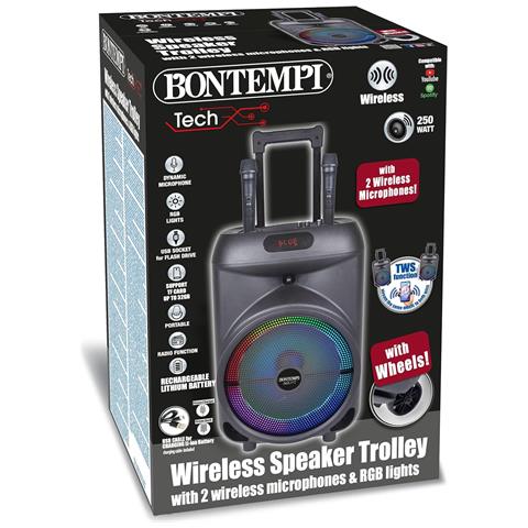 Bontempi Trolley Amplificatore Wireless Con 2 Microfono Wireless - Karaoke