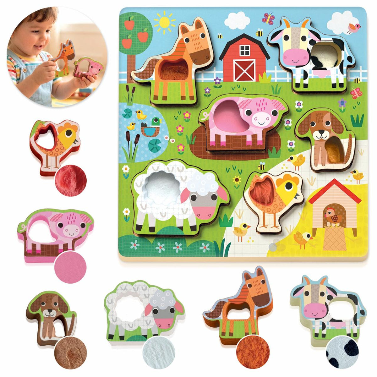 Headu Baby Wooden Tactile Farm Fattoria Tattile in Legno
