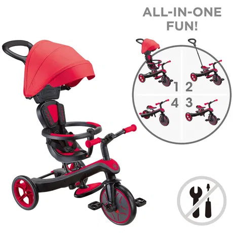 Globber - Explorer Trike 4in1 Deluxe Play - Rosso triciclo
