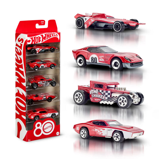 New Set auto modelli Mattel JGK08 HOT WHEELS 80° anniversario Rosso