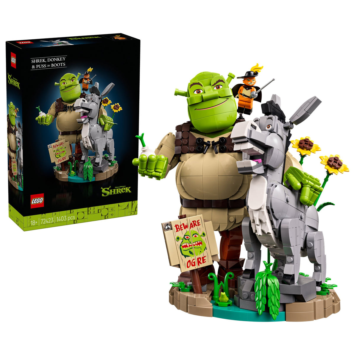 LEGO Shrek 72423 Shrek, Ciuchino e Gatto con gli Stivali