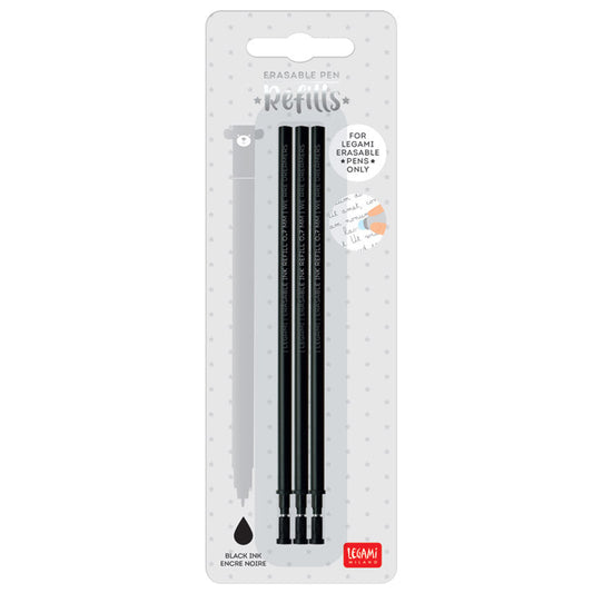 Legami 3 ricariche penna gel cancellabile - Nero