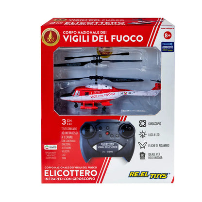 RE.EL Toys Elicottero Radiocomandato Vigili del Fuoco 3 Canali Giroscopio