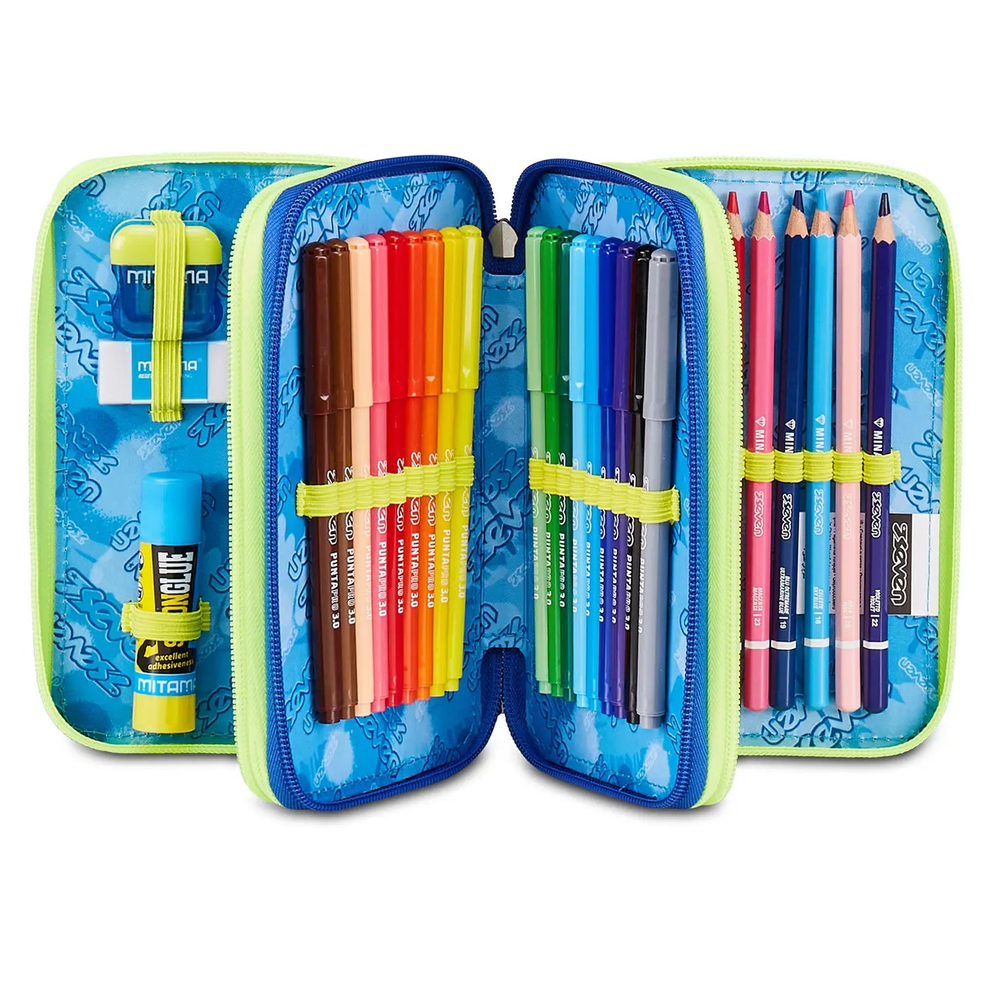Astuccio  3 Zip Seven Blu Fusion 300102622-519