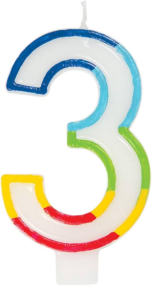 Boland Candela Sagomata Numero 3 Arcobaleno