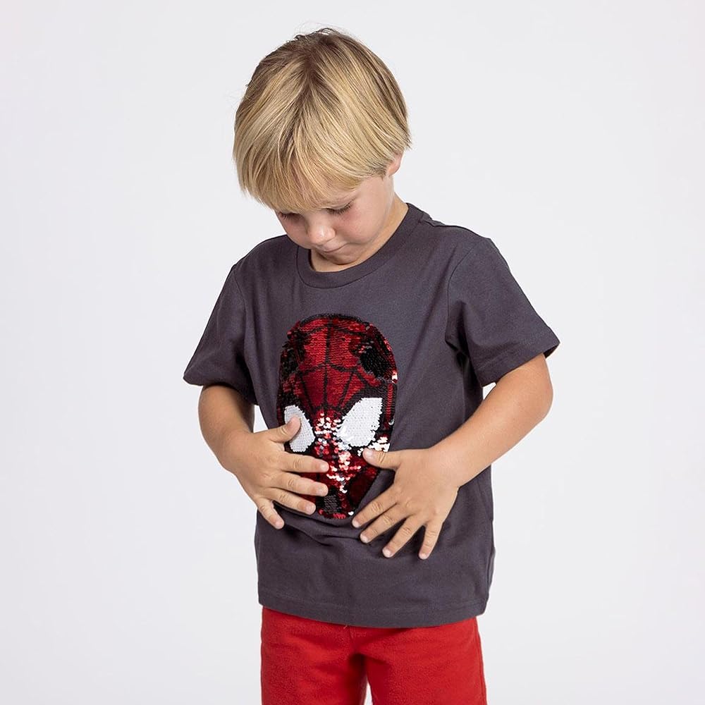Spider-Man T-Shirt Manica Corta Bambino Grigio Scuro