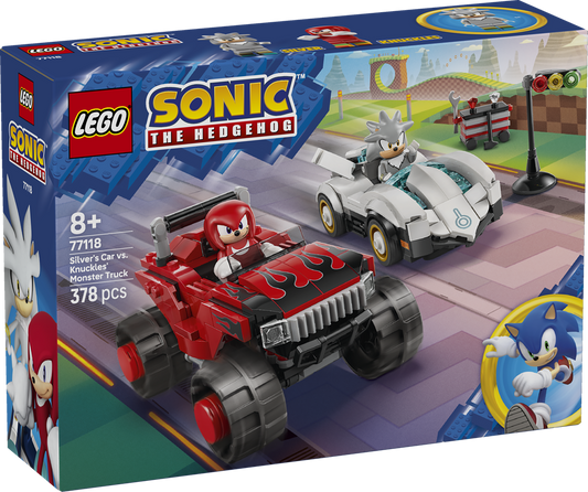 LEGO Sonic the Hedgehog (77118). Auto di Silver vs. Monster Truck di Knuckles