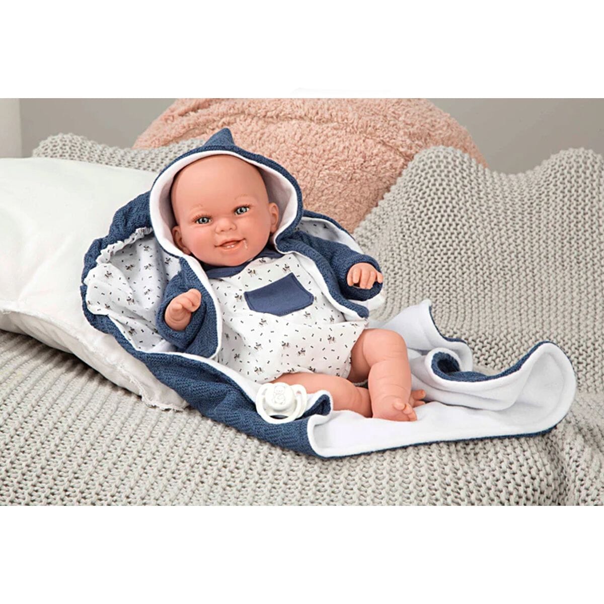 ARIAS - ELEGANCE 35 CM CON PESO BABYTO BLU 728 CON COPERTA toysvaldichiana.it 