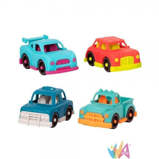 Set di 4 mini veicoli blu et rosso battat b.toys