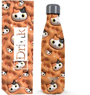 iDrink Cats Thermos Bottle 420ml Acciaio Inox Grigio