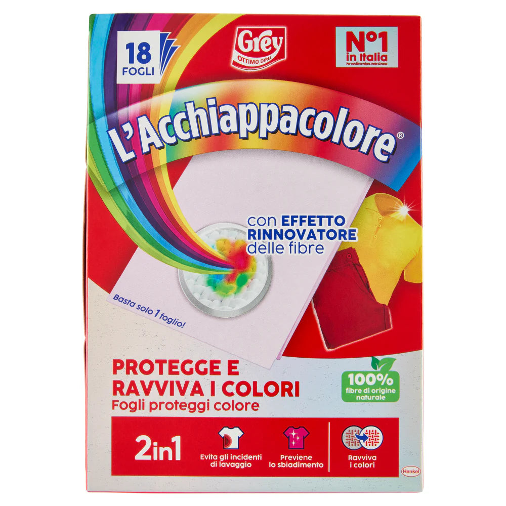 Grey L'Acchiappacolore Ravviva Colore - 18 Fogli Protezione Lavaggio