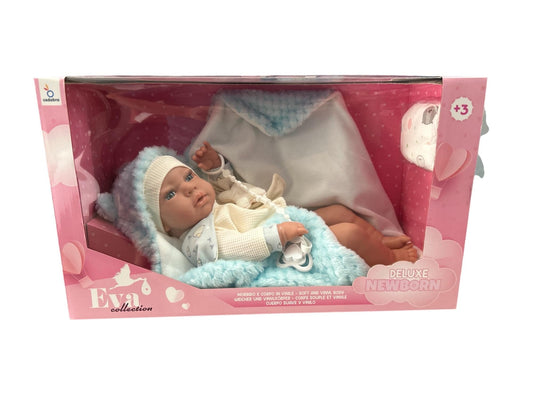 Cadabra Eva Collection Newborn Deluxe Bambolotto Vinile Azzurro 3+