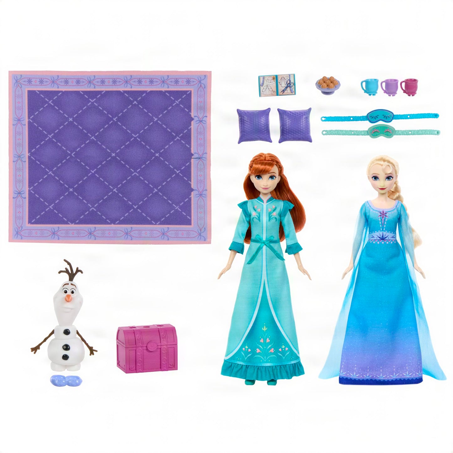 Mattel Disney Frozen Elsa & Anna Pajama Party Set With Olaf