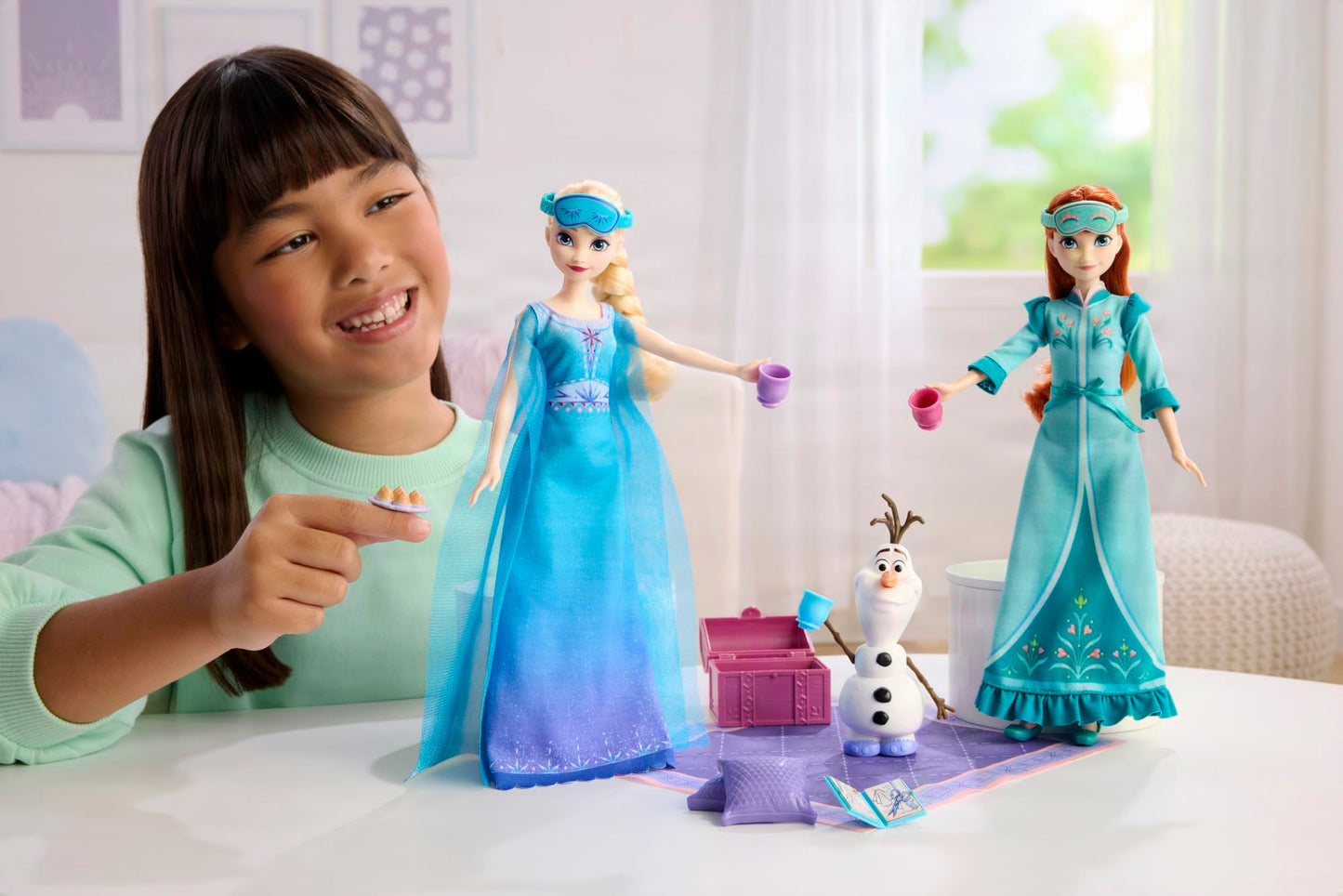 Mattel Disney Frozen Elsa & Anna Pajama Party Set With Olaf