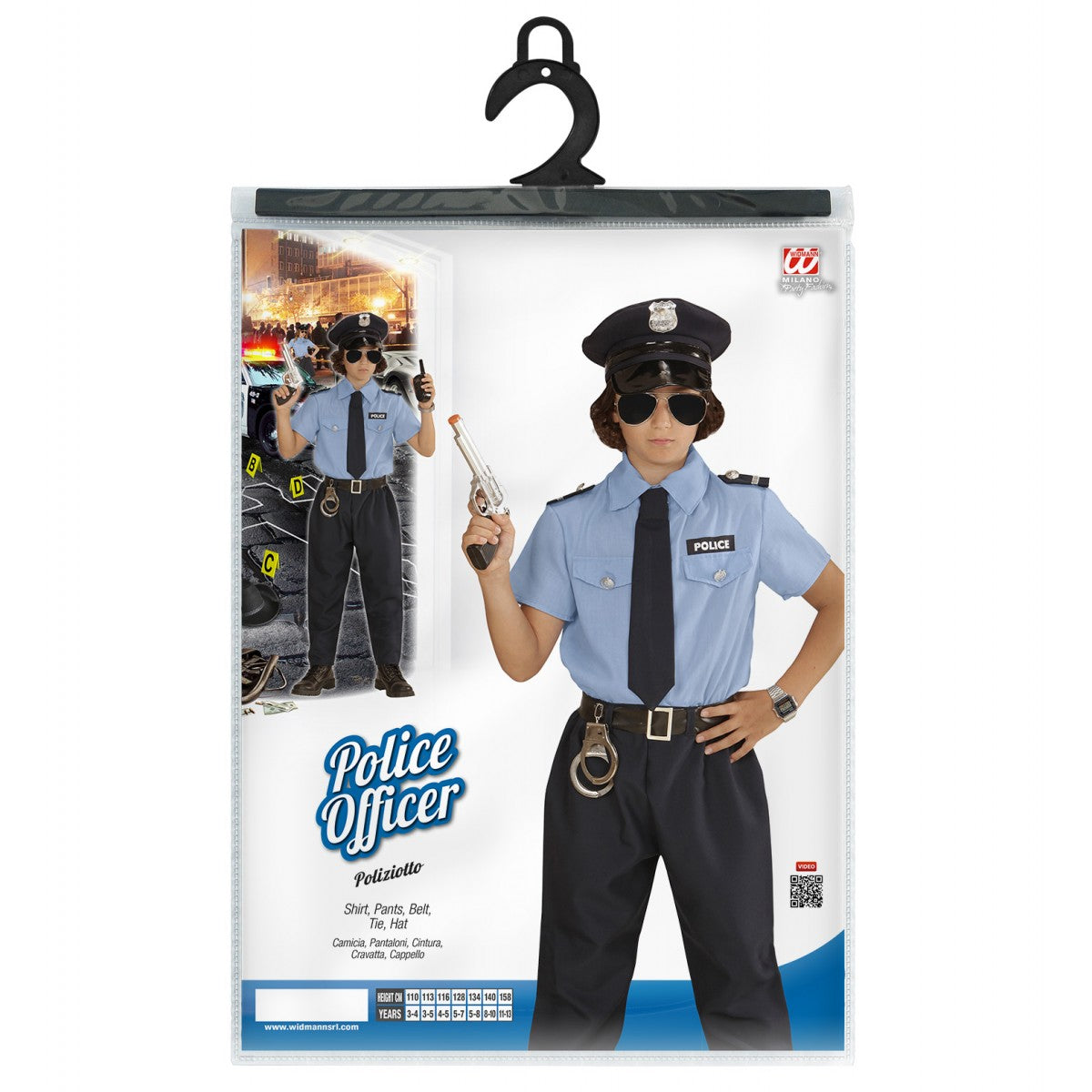 Widmann - Costume Da Poliziotto Per Bambino Tg. 140 Cm 8/10 Anni