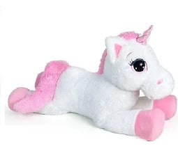 DE.CAR 2 Peluche Unicorno Bianco Steso 100cm