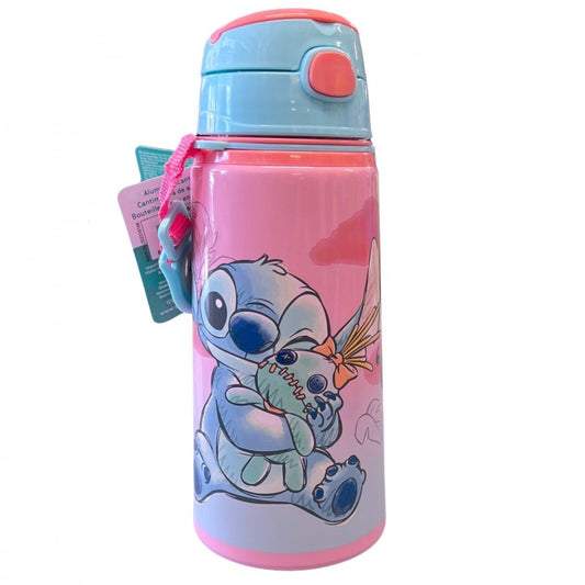 Disney Stitch Ohana Borraccia in Alluminio 600ml con Cannuccia Bambini n/termica