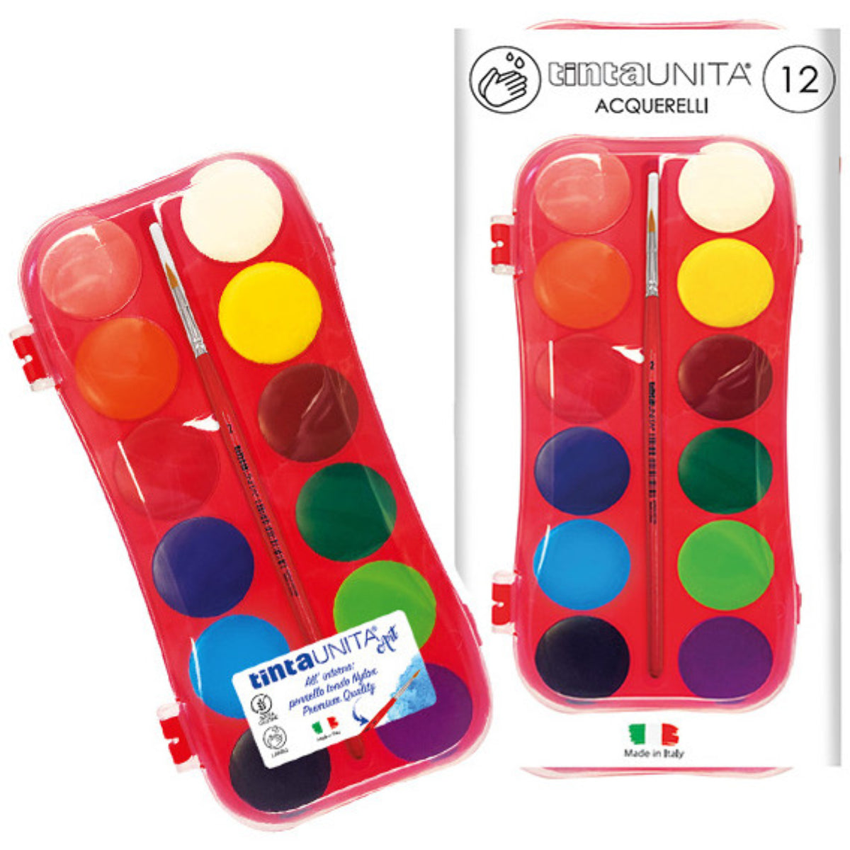 Tinta Unita Acquerelli 12 Colori Con Pennello