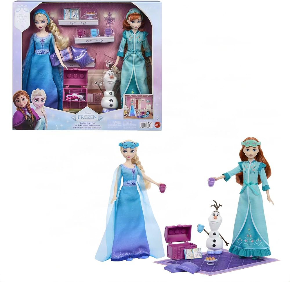 Mattel Disney Frozen Elsa & Anna Pajama Party Set With Olaf