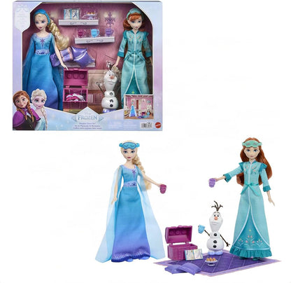 Mattel Disney Frozen Elsa & Anna Pajama Party Set With Olaf