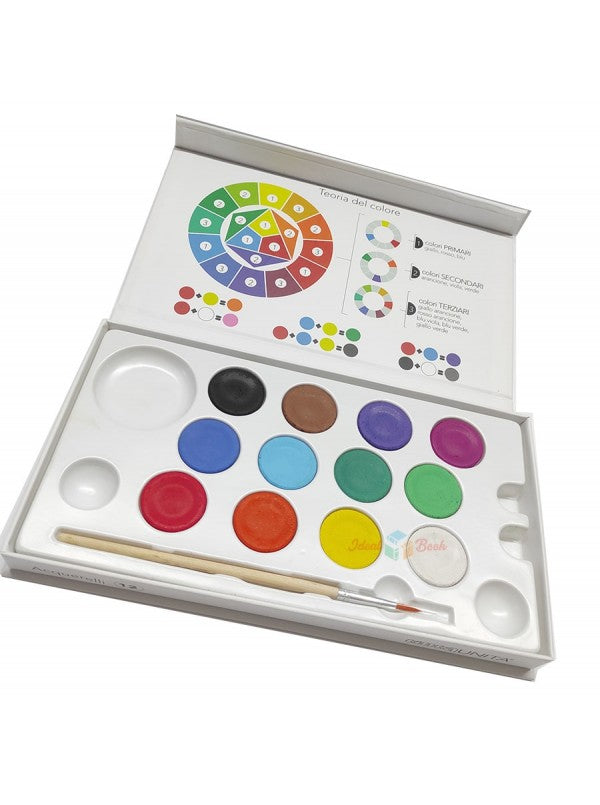 Tinta Unita Acquerelli 12 Colori Con Pennello
