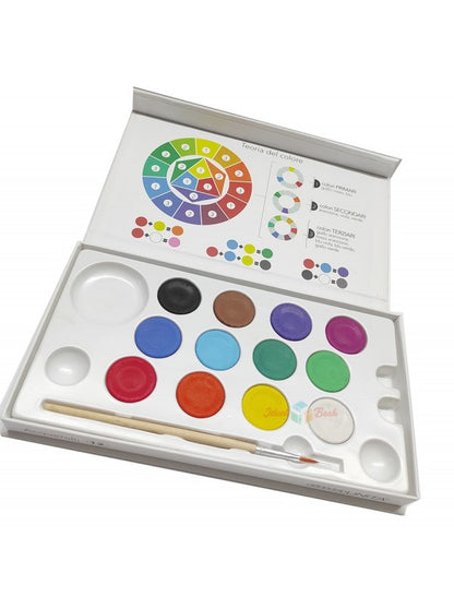Tinta Unita Acquerelli 12 Colori Con Pennello