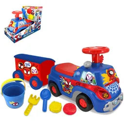Disney Trenino Spidey Con Rimorchio Ride-On Per Bimbi