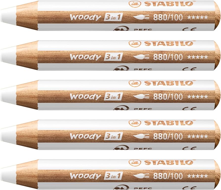 STABILO Woody 3 in 1 Bianco - Matita Colorata Multifunzione