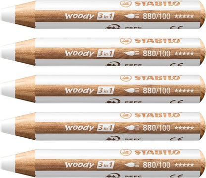 STABILO Woody 3 in 1 Bianco - Matita Colorata Multifunzione