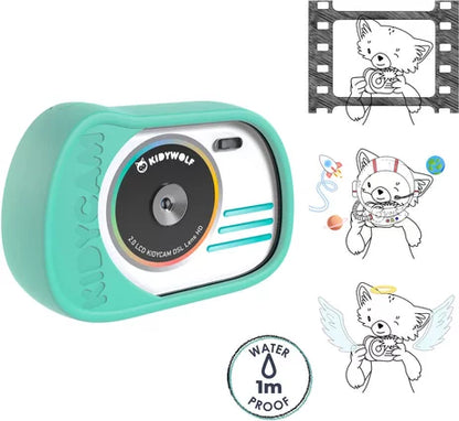 Kidywolf Fotocamera Waterproof, Ciano