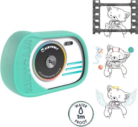 Kidywolf Fotocamera Waterproof, Ciano