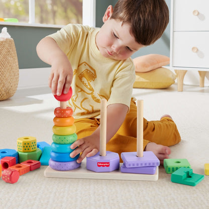 Fisher-Price Set 3 Piramidi Impilabili in Legno (Modello HXT76).