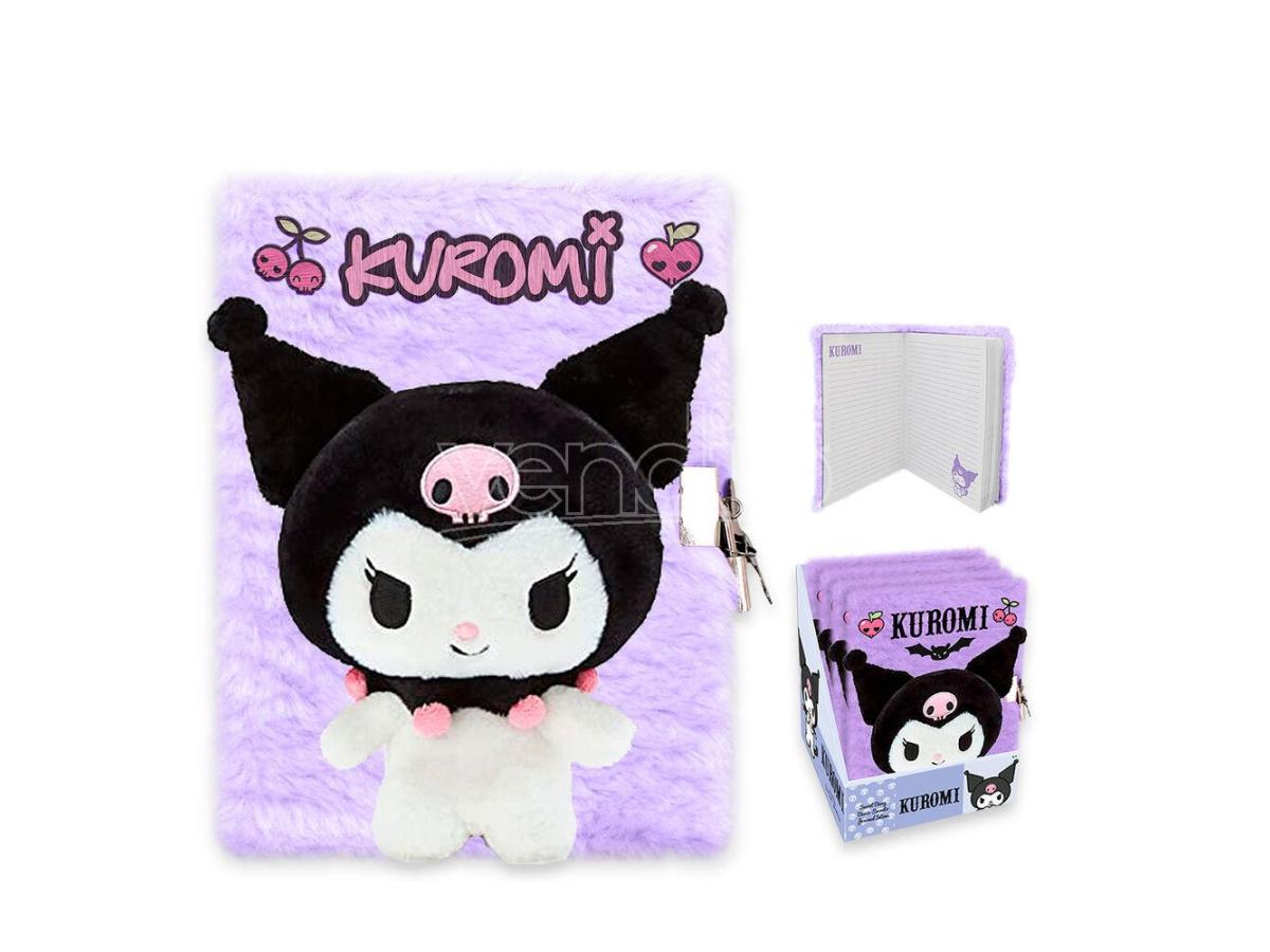 Diario A5 In Peluche 3D Con Lucchetto Kuromi
