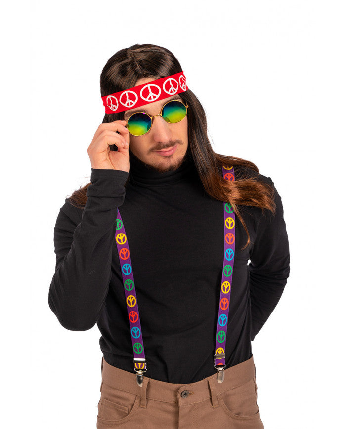Carnival Toys Set Hippie Occhiali Bretelle e Fascia