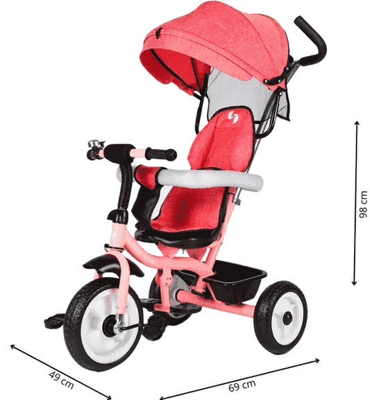 Triciclo Rosa Metallo Con Parasole H.t. 237541