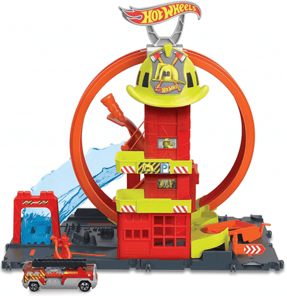 Hot Wheels CITY SUPER LOOPER FIRE STATION HKX41 PISTA MATTEL