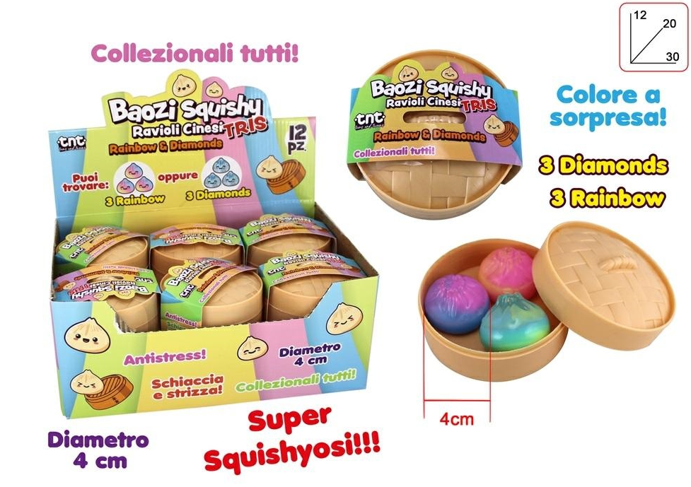 Baozi Squishy - Tris Ravioli Cinesi Rainbow - 3 pezzi