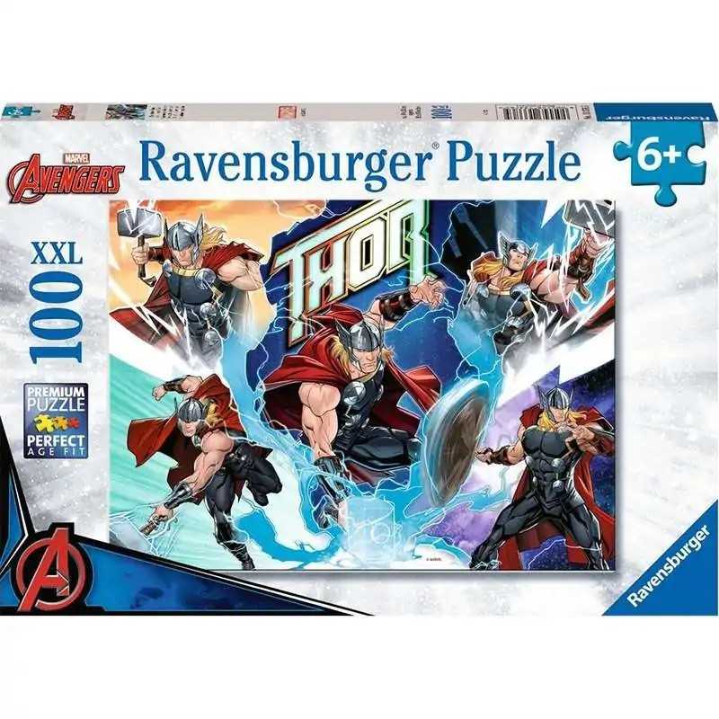 IL POTENTE VENDICATORE THOR ravensburger PUZZLE originale 100 PEZZI XXL marvel avengers 49 X 36 CM età 6+