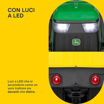 Trattore Elettrico farm power 12v (169x63cm) John Deere Verde E Giallo Igor0047 di Peg Perego