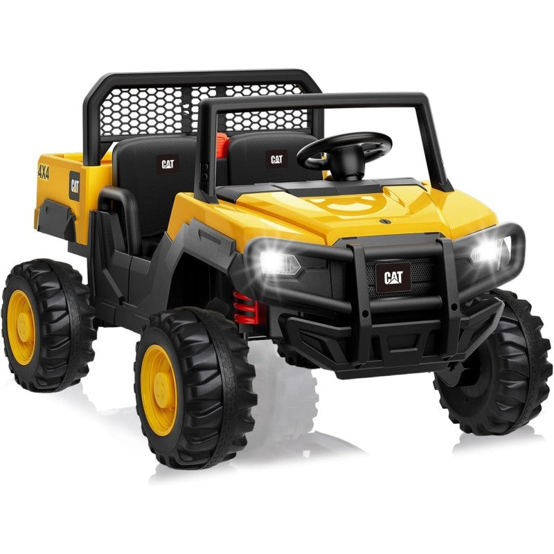 Macchina Elettrica per Bambini 2 Posti 12V  UTV CAT Caterpillar – Camion con Cassone Ribaltabile, 4 Motori 100W, Telecomando