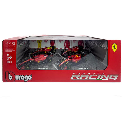 Bburago Formula Racing - Gift Pack Ferrari F1-75 e SF-23 - 4 auto