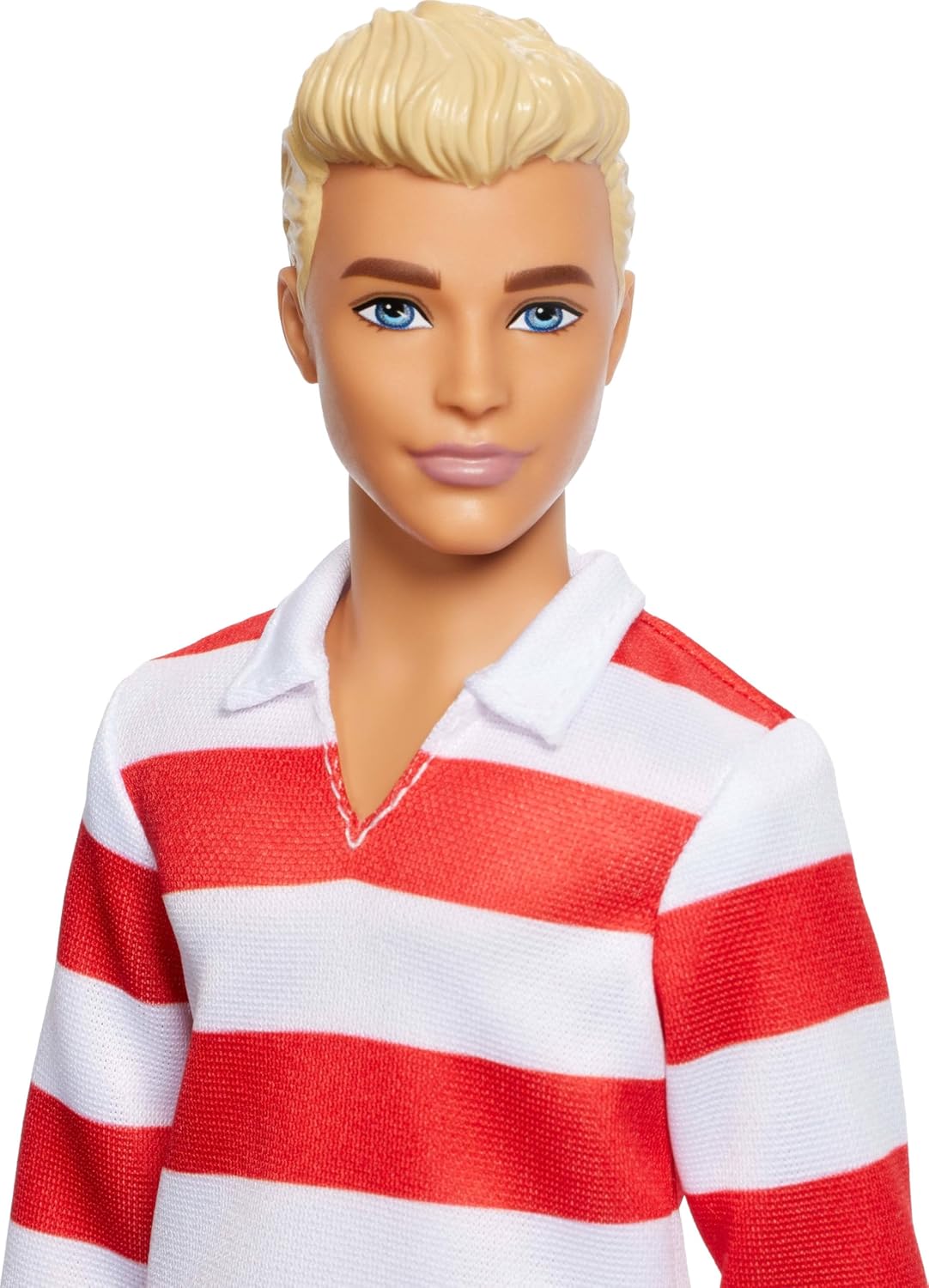 Mattel Barbie Fashionistas Ken #241 Bambola Ken Biondo con Polo a Righe Rosse
