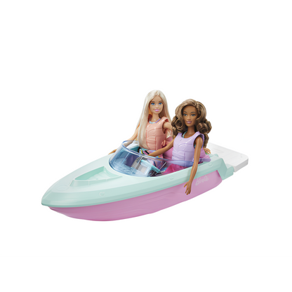 Mattel GXD66 Barbie Set motoscafo e auto con 2 Barbie e accessori a tema
