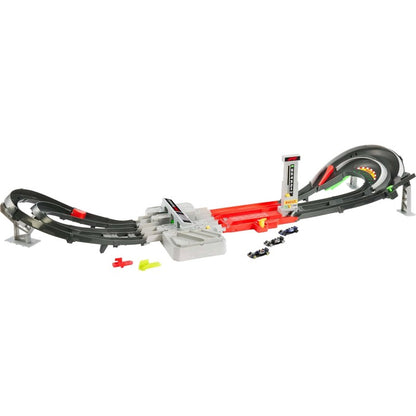 Mattel JDY16 Hot Wheels Racing Circuito Grand Prix pista due modalità gara e booster motorizzato 3 veicoli di Formula 1