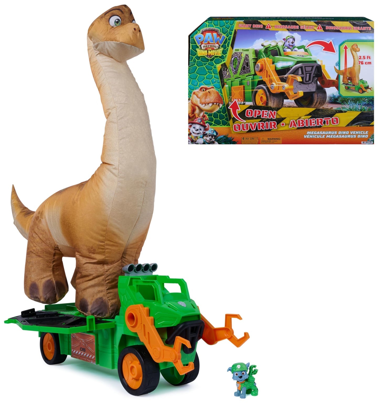 PAW Patrol Megasaurus Dino - Veicolo di Rocky con Dinosauro