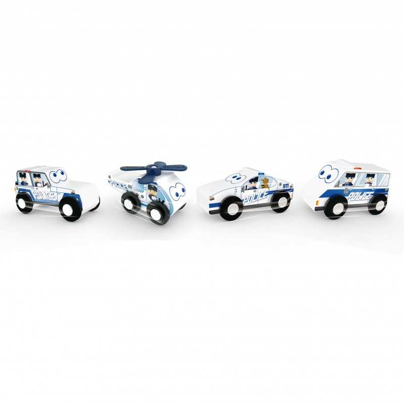 Hape POLICE SQUAD SET ferrovia TRENINO treno J'ADORE in legno GIOCO età 1+